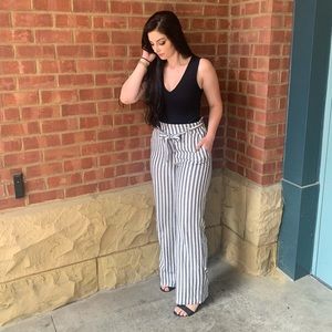 Striped Linen Wide Leg Pants from Dynamite